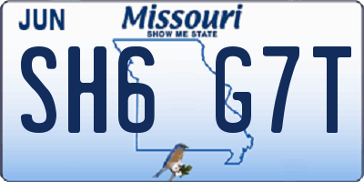 MO license plate SH6G7T