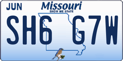 MO license plate SH6G7W