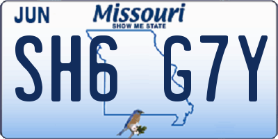 MO license plate SH6G7Y