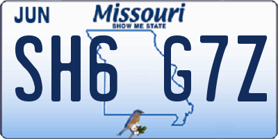 MO license plate SH6G7Z
