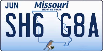 MO license plate SH6G8A