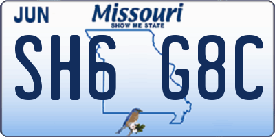 MO license plate SH6G8C