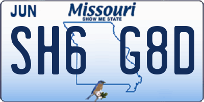 MO license plate SH6G8D