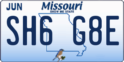 MO license plate SH6G8E