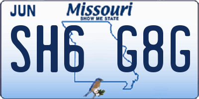 MO license plate SH6G8G