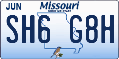 MO license plate SH6G8H