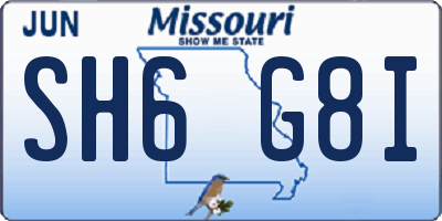 MO license plate SH6G8I