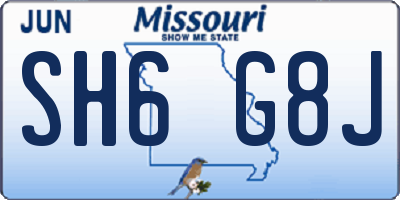 MO license plate SH6G8J