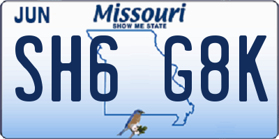 MO license plate SH6G8K