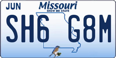 MO license plate SH6G8M