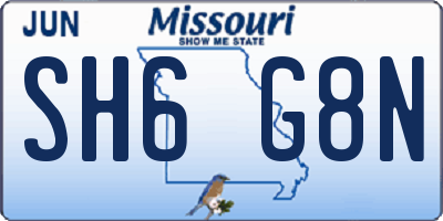 MO license plate SH6G8N