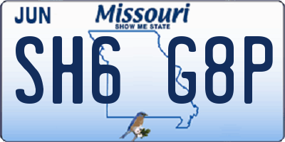 MO license plate SH6G8P