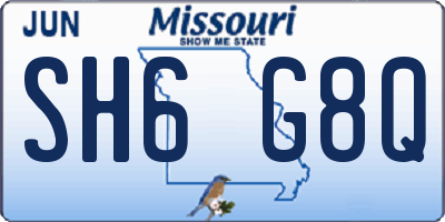 MO license plate SH6G8Q