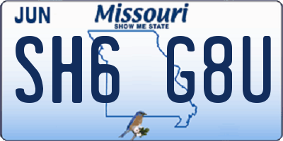 MO license plate SH6G8U