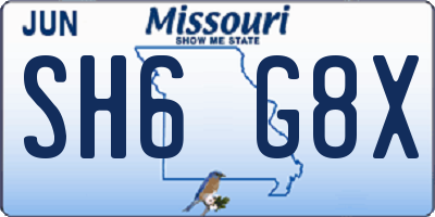 MO license plate SH6G8X