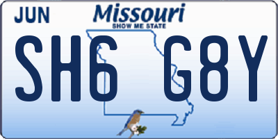 MO license plate SH6G8Y