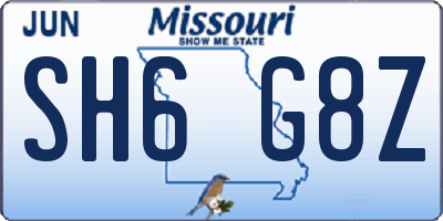 MO license plate SH6G8Z
