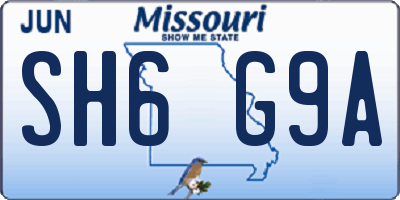 MO license plate SH6G9A