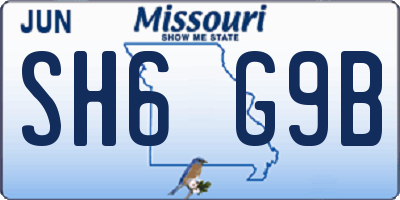 MO license plate SH6G9B