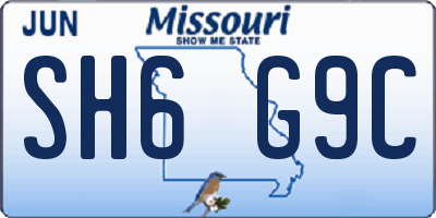 MO license plate SH6G9C