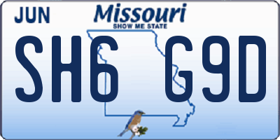 MO license plate SH6G9D