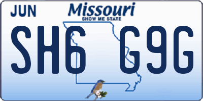MO license plate SH6G9G