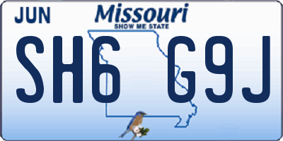 MO license plate SH6G9J