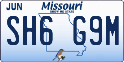 MO license plate SH6G9M