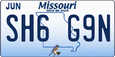 MO license plate SH6G9N
