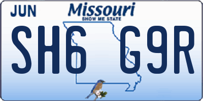 MO license plate SH6G9R
