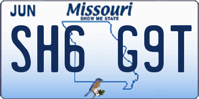 MO license plate SH6G9T