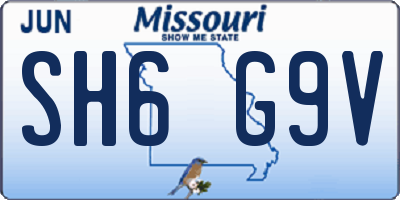 MO license plate SH6G9V
