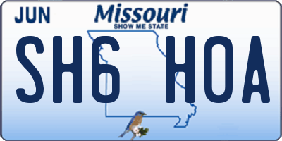 MO license plate SH6H0A