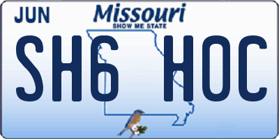 MO license plate SH6H0C