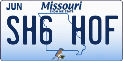MO license plate SH6H0F