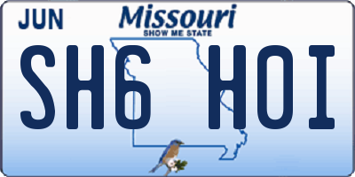 MO license plate SH6H0I