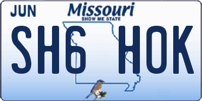 MO license plate SH6H0K