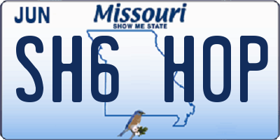 MO license plate SH6H0P