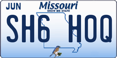 MO license plate SH6H0Q
