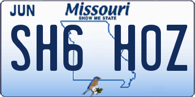 MO license plate SH6H0Z