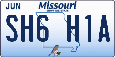MO license plate SH6H1A