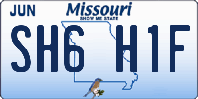 MO license plate SH6H1F
