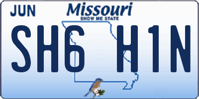 MO license plate SH6H1N