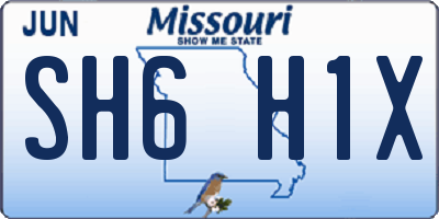 MO license plate SH6H1X