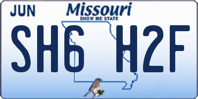 MO license plate SH6H2F
