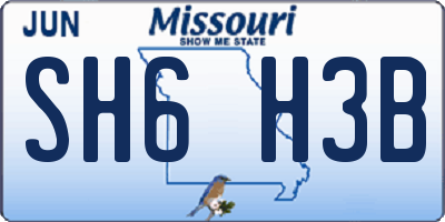 MO license plate SH6H3B