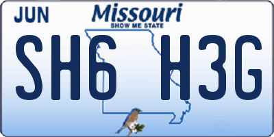 MO license plate SH6H3G