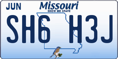 MO license plate SH6H3J