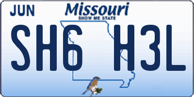 MO license plate SH6H3L