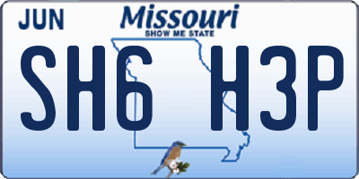 MO license plate SH6H3P